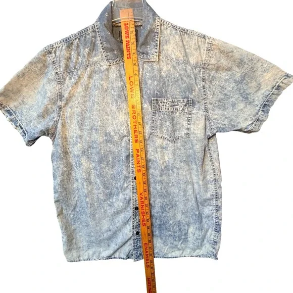 Vintage Company 81 Button Down Shirt Mens Large Blue Y2K Acid Wash Anchor Print - Picture 15 of 15